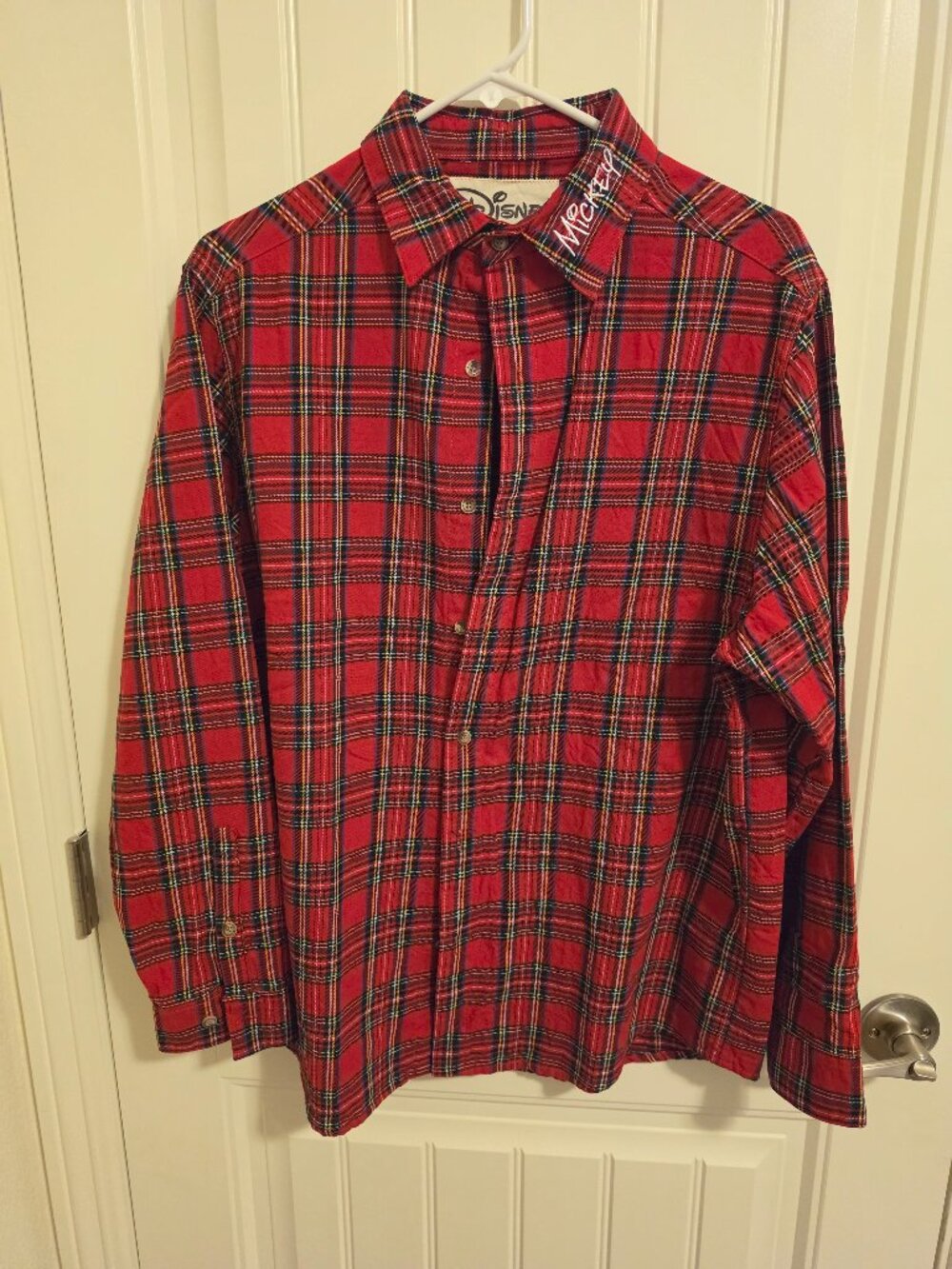 Disney Cakeworthy Mickey Mouse Plaid Button-Up Large - Picture 2 of 7